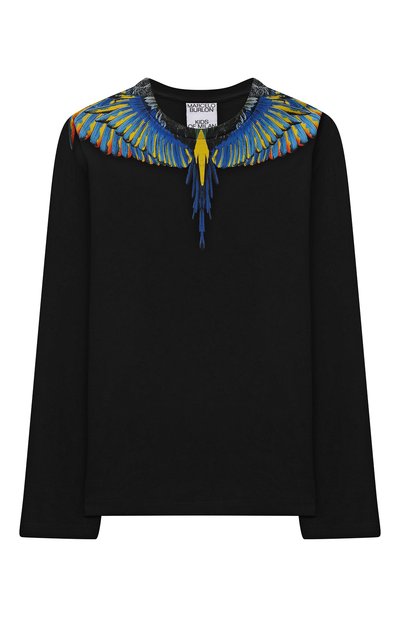 Хлопковый лонгслив MARCELO BURLON KIDS OF MILAN черного цвета по цене 13950 руб., арт. CBAB004F21JER005, фото 1 Хлопковый лонгслив MARCELO BURLON KIDS OF MILAN, арт. CBAB004F21JER005, фото 1