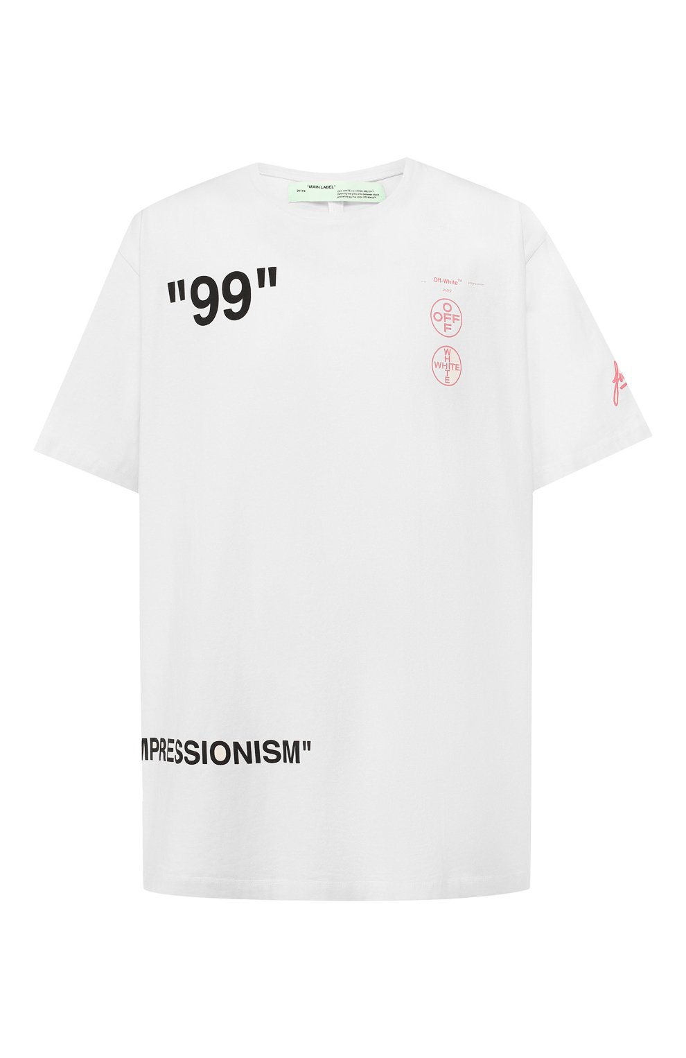 Хлопковая футболка OFF-WHITE белого цвета по цене 21050 руб., арт. 0MAA038R191850110288, фото 1 Хлопковая футболка OFF-WHITE, арт. 0MAA038R191850110288, фото 1