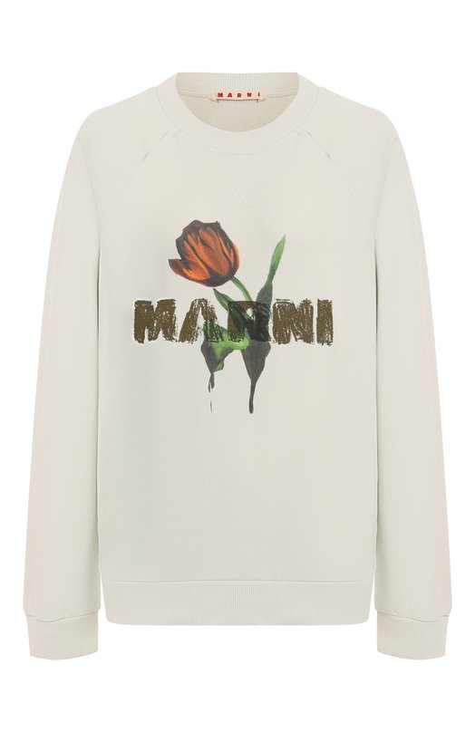 Хлопковый свитшот Marni FLJE0128PA/USCY32 Кремовый FLJE0128PA/USCY32