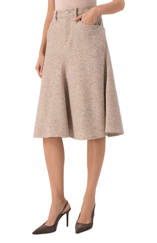 Юбка из шерсти и шелка Brunello Cucinelli MG530G3945 Бежевый  MG530G3945 Фото 3