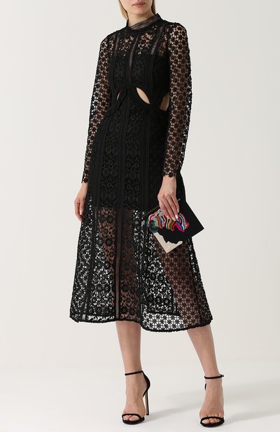 Полупрозрачное кружевное платье-миди SELF-PORTRAIT, арт. SP14-023B, фото 2