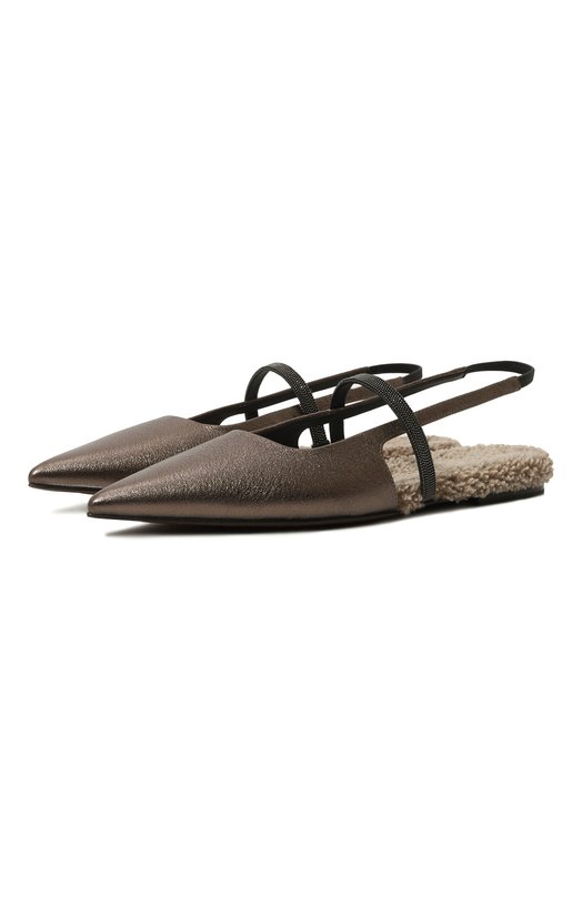 Кожаные балетки Brunello Cucinelli MZFACBP150 Бронзовый MZFACBP150