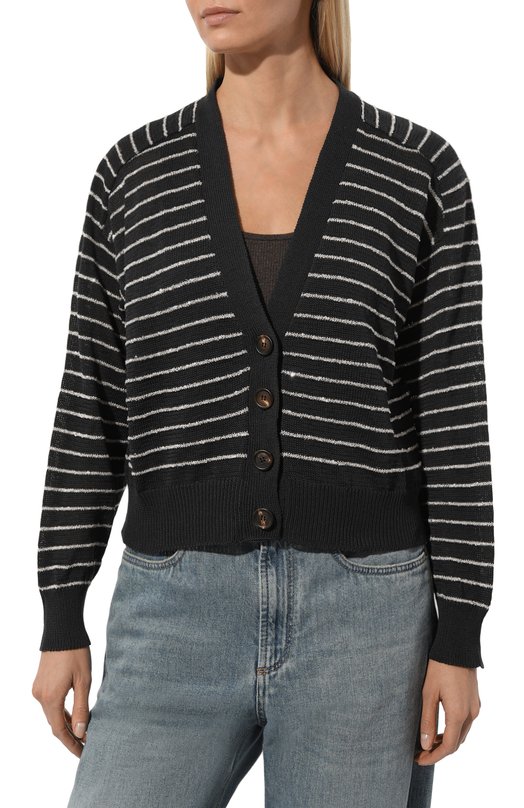Хлопковый кардиган Brunello Cucinelli M7876B1330 Чёрный  M7876B1330 Фото 3