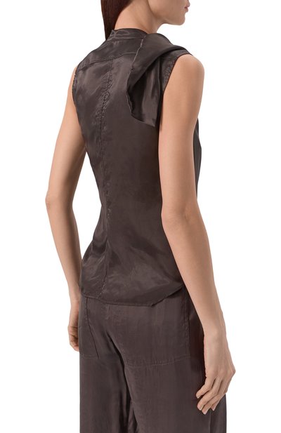 Атласный топ RICK OWENS коричневого цвета по цене 76850 руб., арт. RP01F6136/N, фото 4 Атласный топ RICK OWENS, арт. RP01F6136/N, фото 4
