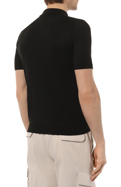 Поло из хлопка и шелка ANDREA CAMPAGNA черного цвета по цене 38800 руб., арт. P23-111, фото 4 Поло из хлопка и шелка ANDREA CAMPAGNA, арт. P23-111, фото 4