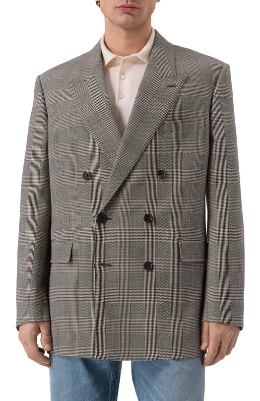 Шерстяной пиджак Saint Laurent 816394/Y2L41 Серый  816394/Y2L41 Фото 3