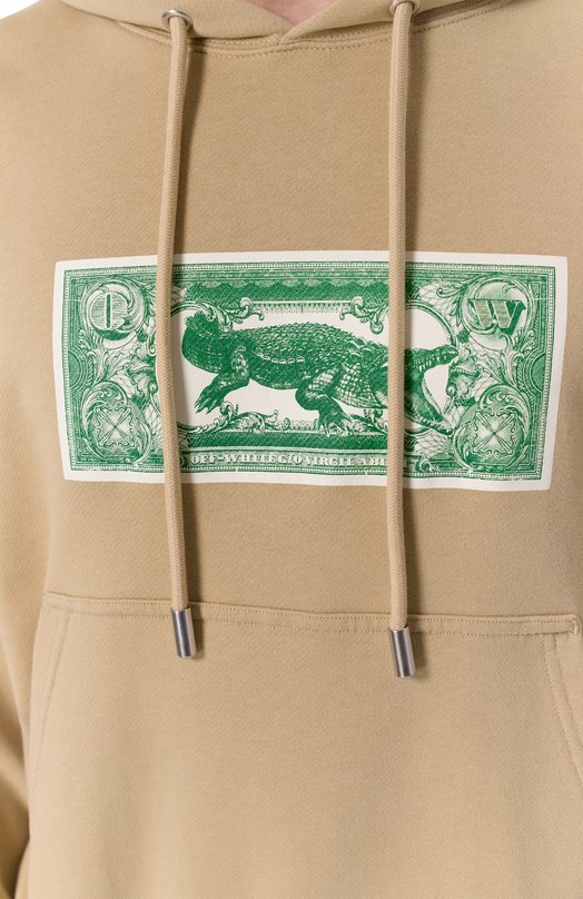 Хлопковое худи Off-White 0MBB085S25FLE00H Бежевый  0MBB085S25FLE00H Фото 5