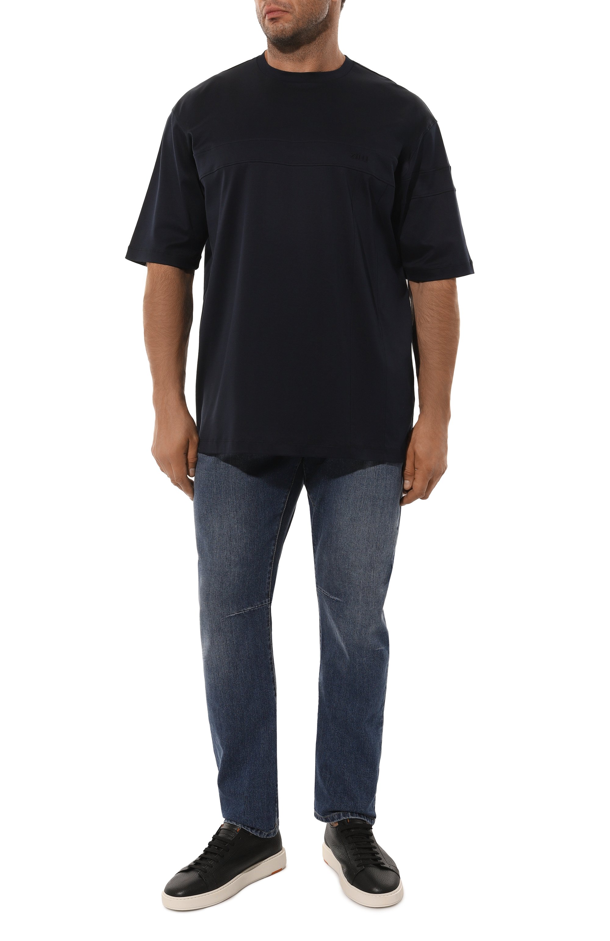 Хлопковая футболка ZILLI темно-синего цвета по цене 87550 руб., арт. TSR001M0110VZI0P0/66, фото 2 Хлопковая футболка ZILLI, арт. TSR001M0110VZI0P0/66, фото 2