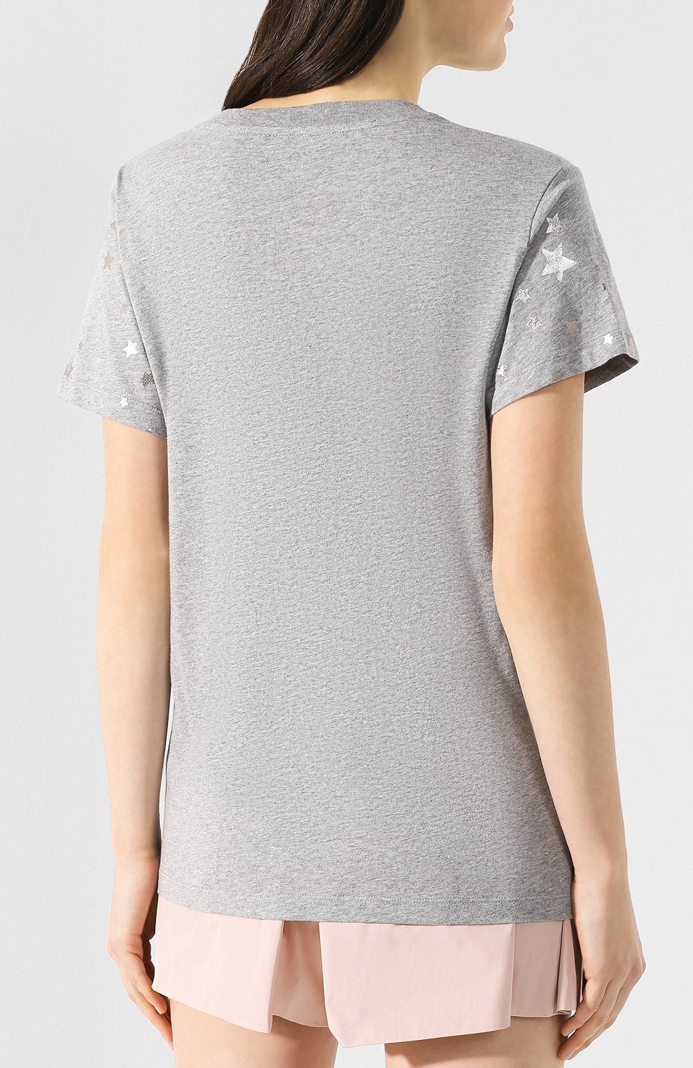 Хлопковая футболка REDVALENTINO серого цвета по цене 12250 руб., арт. RR3MG00E/ZJC, фото 4 Хлопковая футболка REDVALENTINO, арт. RR3MG00E/ZJC, фото 4