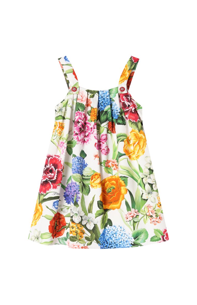Детское хлопковый сарафан DOLCE & GABBANA разноцветного цвета, арт. L54DD7/FSF0B/2-6 | Фото 1 (Рукава: Короткие; Драгоценные камни: Проставлено; Материал сплава: Проставлено; Девочки Кросс-КТ: Сарафан-одежда; Материал внешний: Хлопок; Ростовка одежда: 4 года | 104 см, 6 лет | 116 см, 5 лет | 110 см, 12 лет | 152 см, 2 года | 92 см, 16 лет | 164 см, 3 года | 98 см)