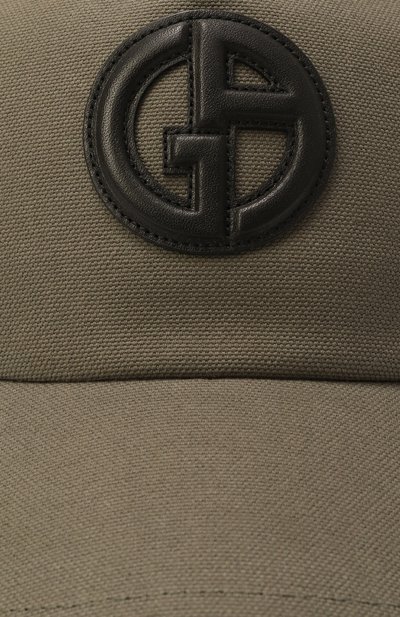 Хлопковая бейсболка GIORGIO ARMANI хаки цвета по цене 59950 руб., арт. GM001048/AF15165, фото 3 Хлопковая бейсболка GIORGIO ARMANI, арт. GM001048/AF15165, фото 3