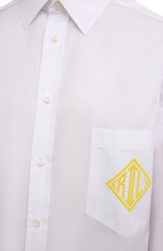 Женская хлопковая рубашка RALPH LAUREN белого цвета, арт. 290865271 | Фото 5 (Рукава: Длинные; Материал внешний: Хлопок; Длина (для топов): Удлиненные; Женское Кросс-КТ: Рубашка-одежда; Стили: Кэжуэл, Классический; Принт: Без принта; Региональные ограничения белый список (Axapta Mercury): RU; Материал сплава: Проставлено; Драгоценные камни: Проставлено)