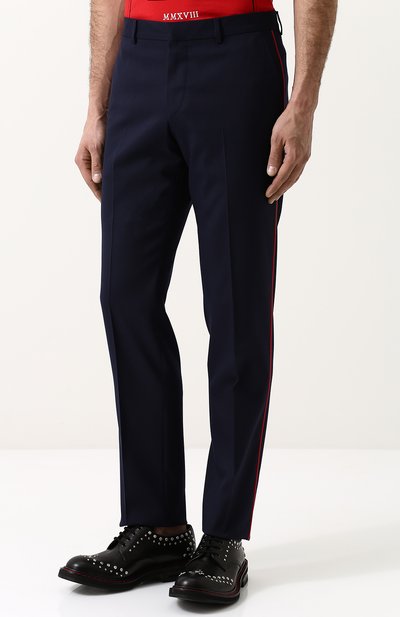 Шерстяной костюм с пиджаком на двух пуговицах GUCCI синего цвета по цене 285120 руб., арт. 451145/Z4967, фото 4 Шерстяной костюм с пиджаком на двух пуговицах GUCCI, арт. 451145/Z4967, фото 4