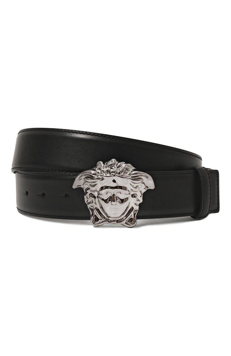 Мужской кожаный ремень VERSACE черного цвета, арт. DCU4140/DVTP1 | Фото 1 (Материал: Натуральная кожа; Нос: Не проставлено; Случай: Повседневный)