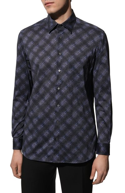 Хлопковая рубашка ZILLI темно-синего цвета по цене 97800 руб., арт. MFY-3085-7926/ZS113A, фото 3 Хлопковая рубашка ZILLI, арт. MFY-3085-7926/ZS113A, фото 3