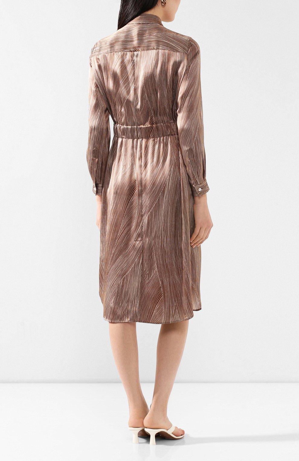 Шелковое платье KITON коричневого цвета по цене 129500 руб., арт. D49353K09S83, фото 4 Шелковое платье KITON, арт. D49353K09S83, фото 4