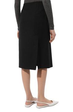 Женская шерстяная юбка PRADA черного цвета, арт. P122T-1ZMM-F0002-212 | Фото 4 (Длина Ж (юбки, платья, шорты): До колена; Стили: Кэжуэл; Материал сплава: Проставлено; Драгоценные камни: Проставлено; Материал внешний: Шерсть; Женское Кросс-КТ: Юбка-одежда)