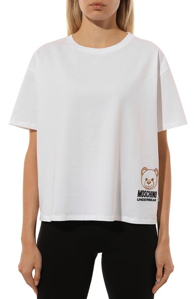 Хлопковая футболка MOSCHINO белого цвета по цене 12850 руб., арт. A0701/4406, фото 3 Хлопковая футболка MOSCHINO, арт. A0701/4406, фото 3