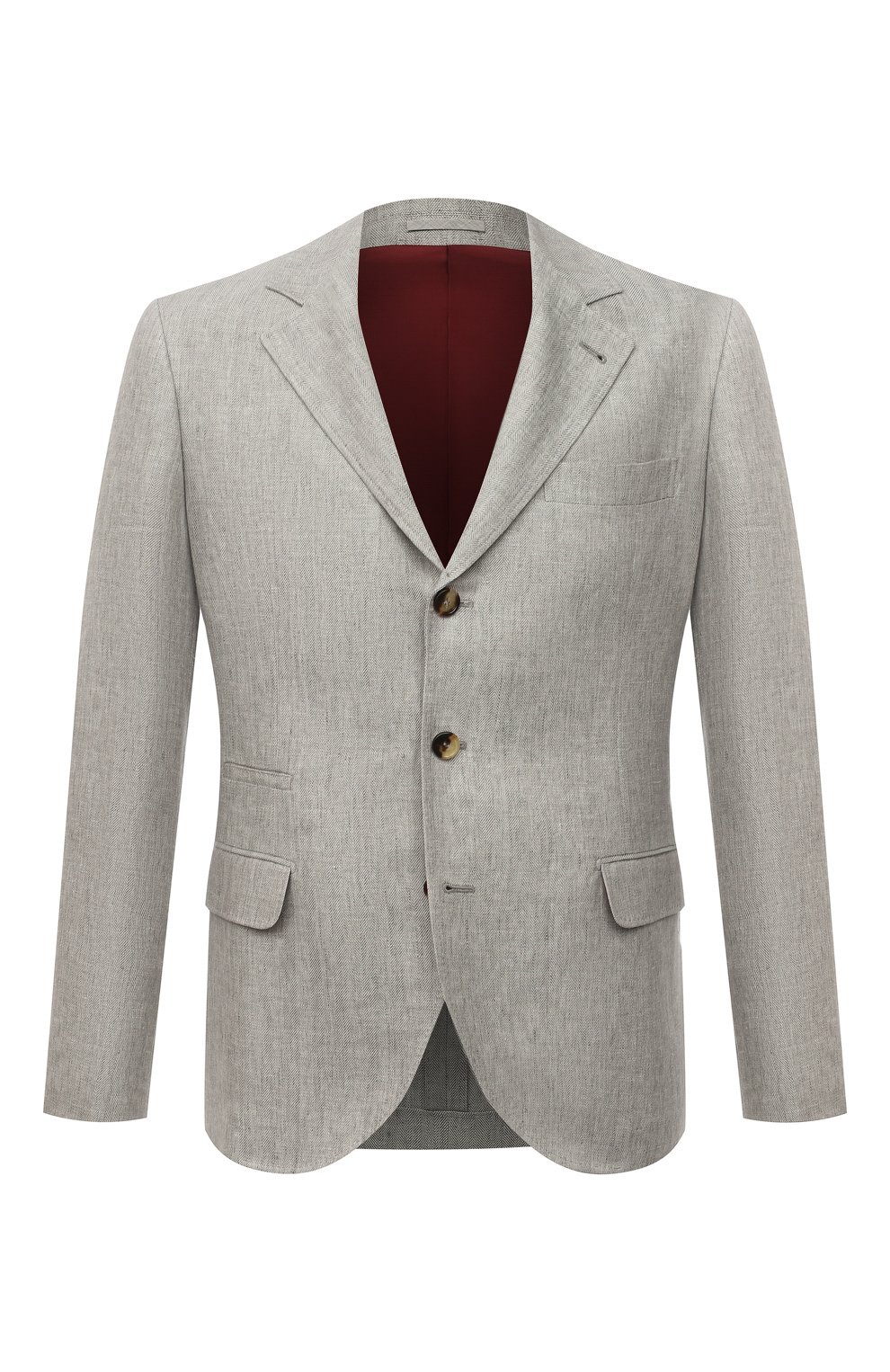 Однобортный пиджак BRUNELLO CUCINELLI светло-серого цвета по цене 262500 руб., арт. MW4597BTD, фото 1 Однобортный пиджак BRUNELLO CUCINELLI, арт. MW4597BTD, фото 1