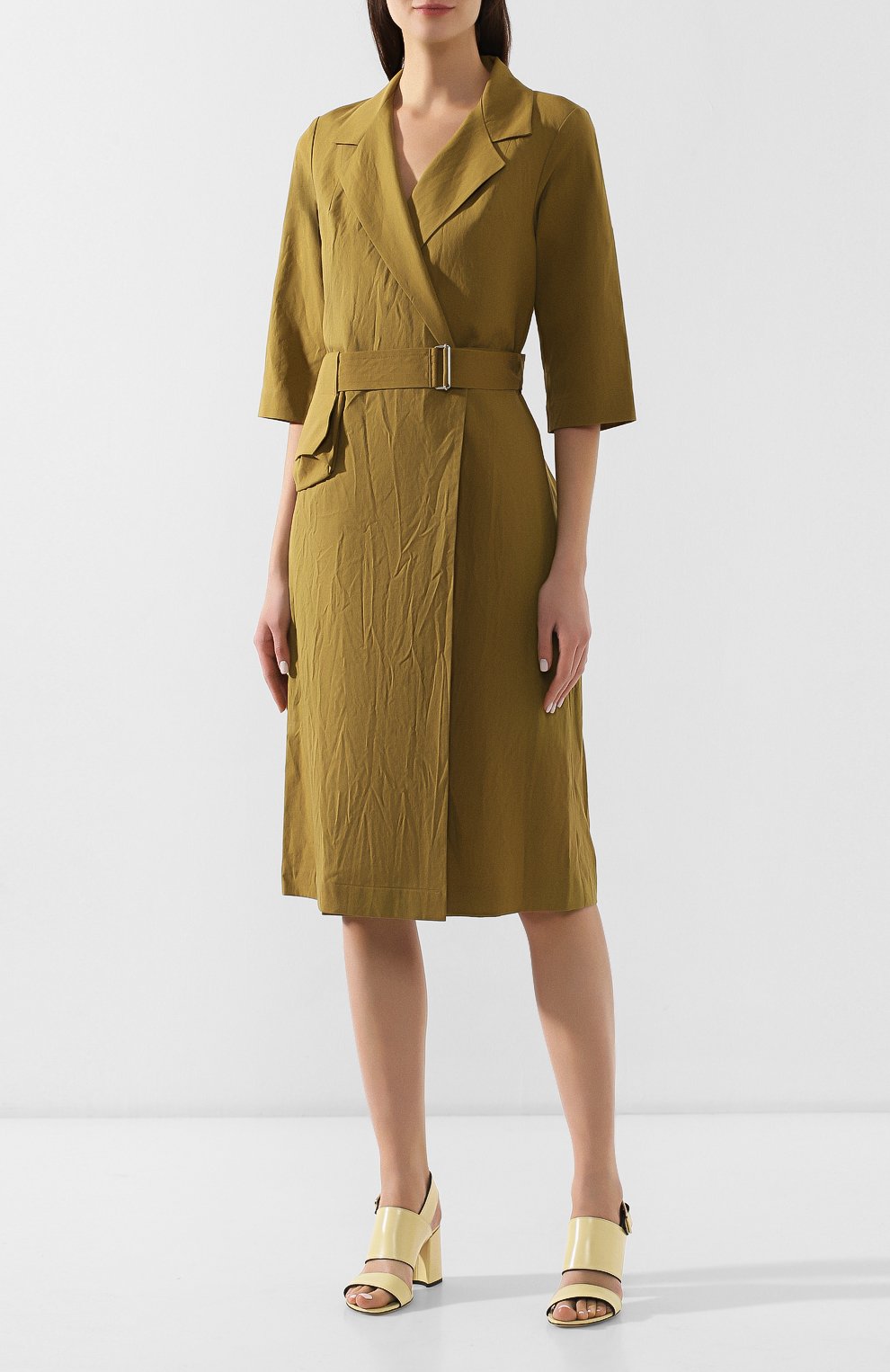 Хлопковое платье DRIES VAN NOTEN хаки цвета по цене 106000 руб., арт. 191-11099-7327, фото 3 Хлопковое платье DRIES VAN NOTEN, арт. 191-11099-7327, фото 3