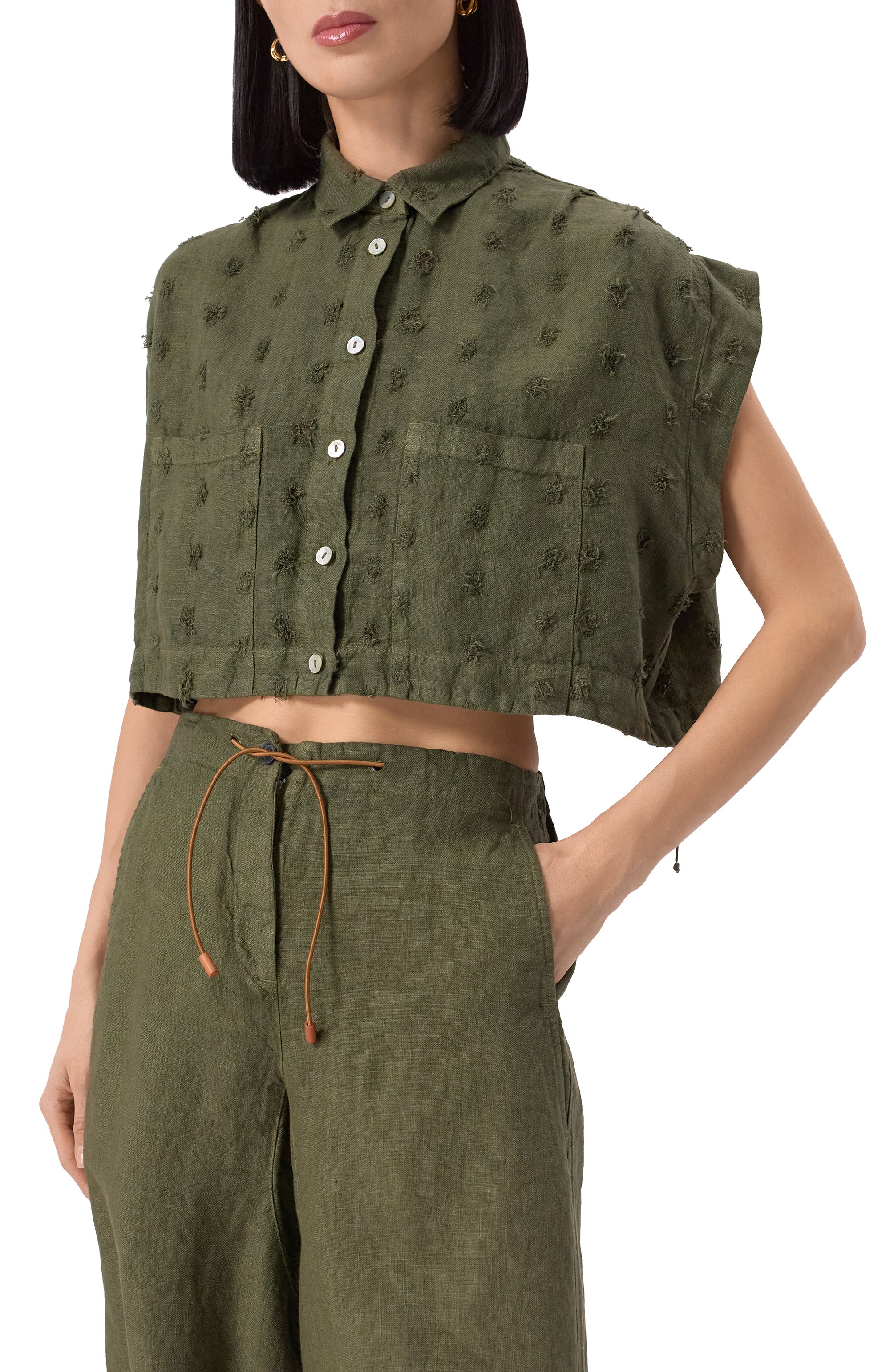 Льняная рубашка 120% LINO хаки цвета по цене 34300 руб., арт. 32ALIW89RP/000G331, фото 3 Льняная рубашка 120% LINO, арт. 32ALIW89RP/000G331, фото 3