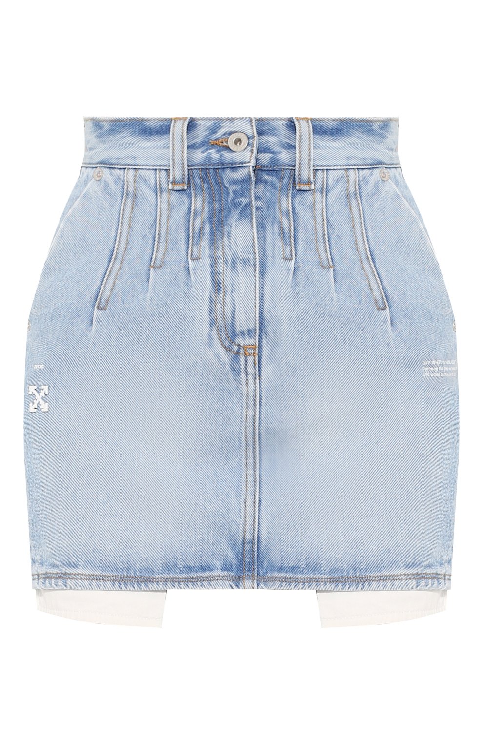 Джинсовая юбка OFF-WHITE голубого цвета по цене 27350 руб., арт. 0WYF002S197730447100, фото 1 Джинсовая юбка OFF-WHITE, арт. 0WYF002S197730447100, фото 1