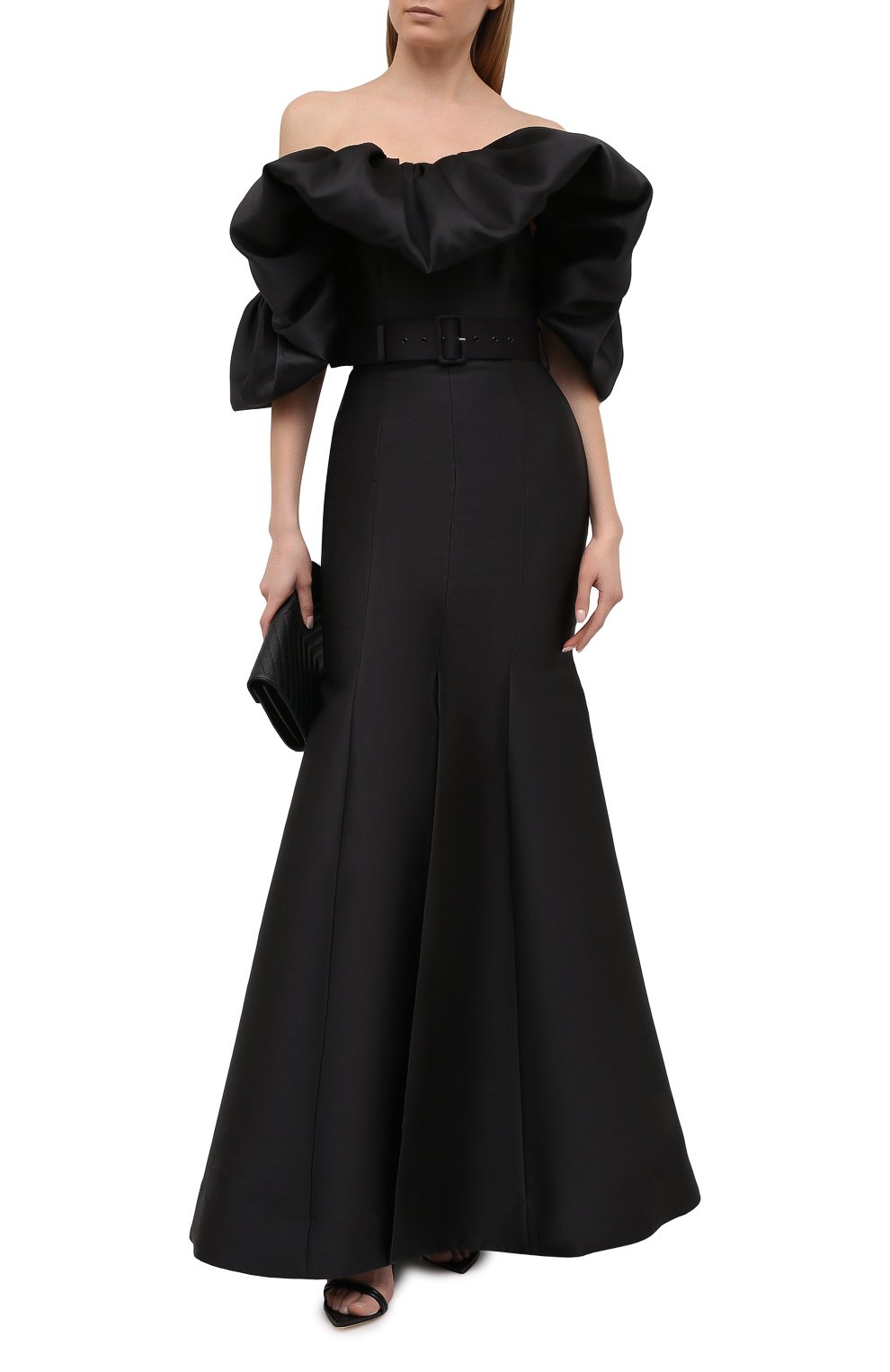 Атласное платье SOLACE LONDON черного цвета по цене 97250 руб., арт. 0S29007, фото 2 Атласное платье SOLACE LONDON, арт. 0S29007, фото 2