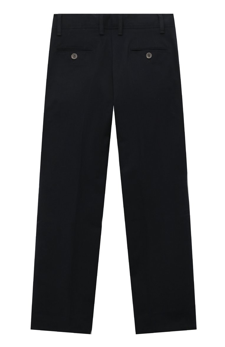 Детские хлопковые брюки DAL LAGO темно-синего цвета, арт. W108/9510/13-16 | Фото 2 (Случай: Повседневный; Материал сплава: Проставлено; Нос: Не проставлено; Материал внешний: Хлопок)