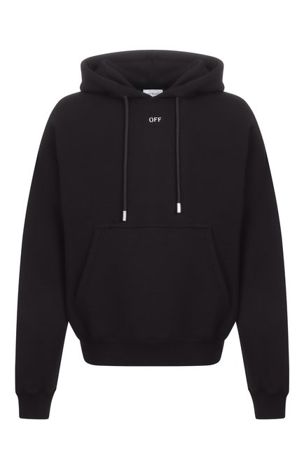 Мужской хлопковое худи OFF-WHITE черного цвета, арт. 0MBB085S25FLE00L | Фото 1 (Длина (для топов): Стандартные; Автоматизация ТО: Проставлено; Рукава: Длинные; Материал внешний: Хлопок; Автоматизация состава: Проставлено)