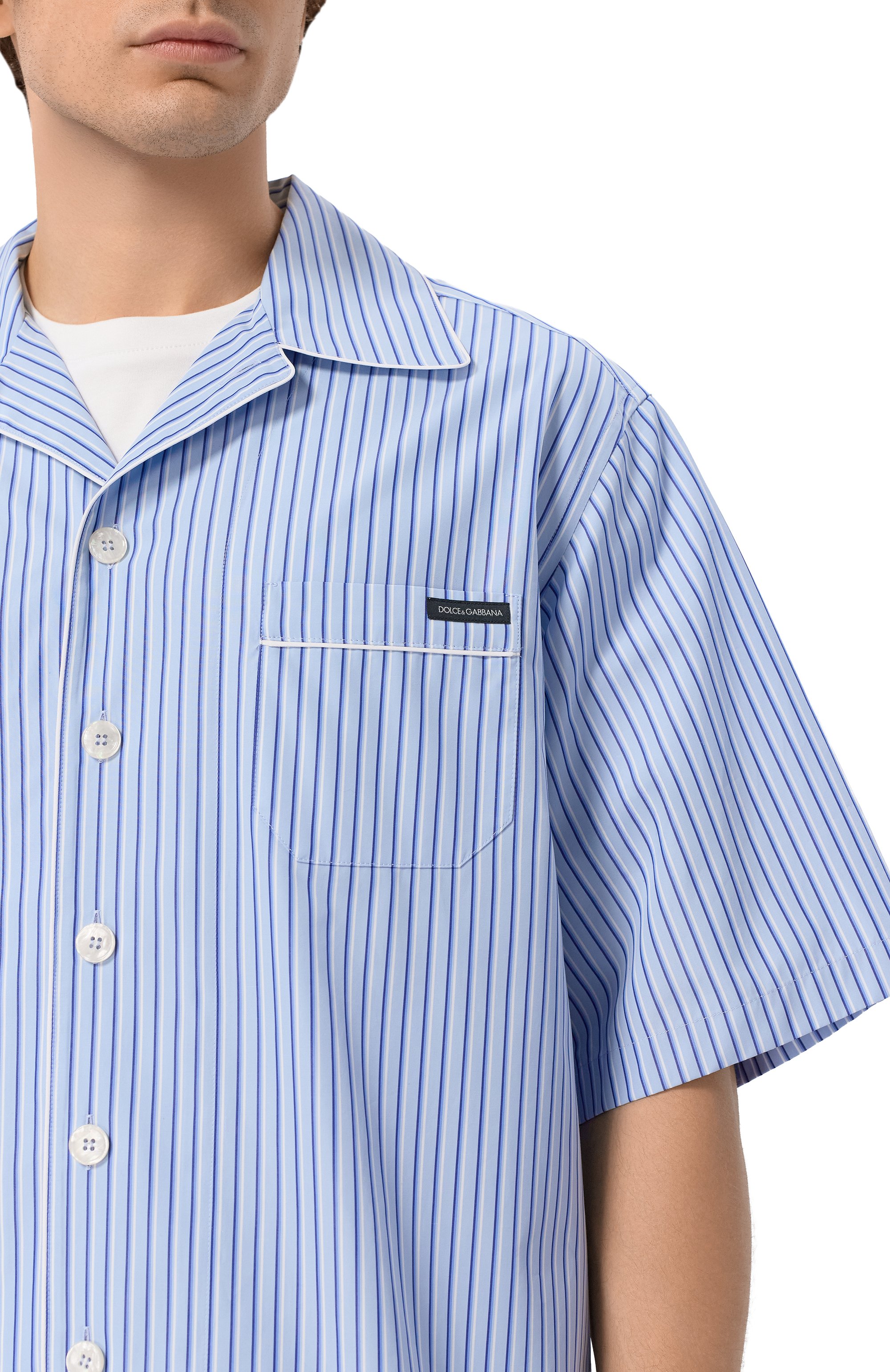 Хлопковая рубашка DOLCE & GABBANA голубого цвета по цене 89950 руб., арт. G50L6T/FR513, фото 5 Хлопковая рубашка DOLCE & GABBANA, арт. G50L6T/FR513, фото 5