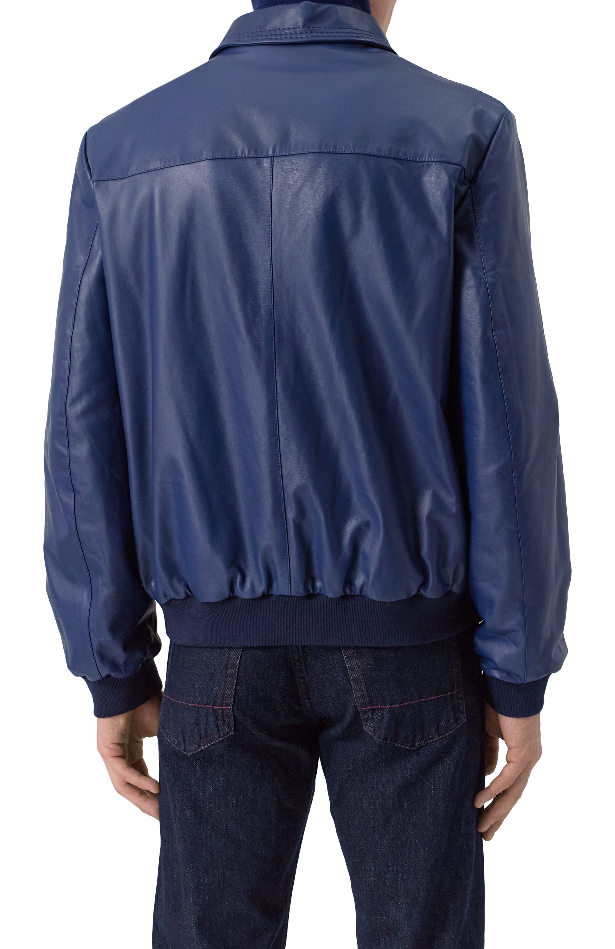 Кожаный бомбер ZILLI синего цвета по цене 1070000 руб., арт. A0RYH1M1005VTSU00, фото 4 Кожаный бомбер ZILLI, арт. A0RYH1M1005VTSU00, фото 4