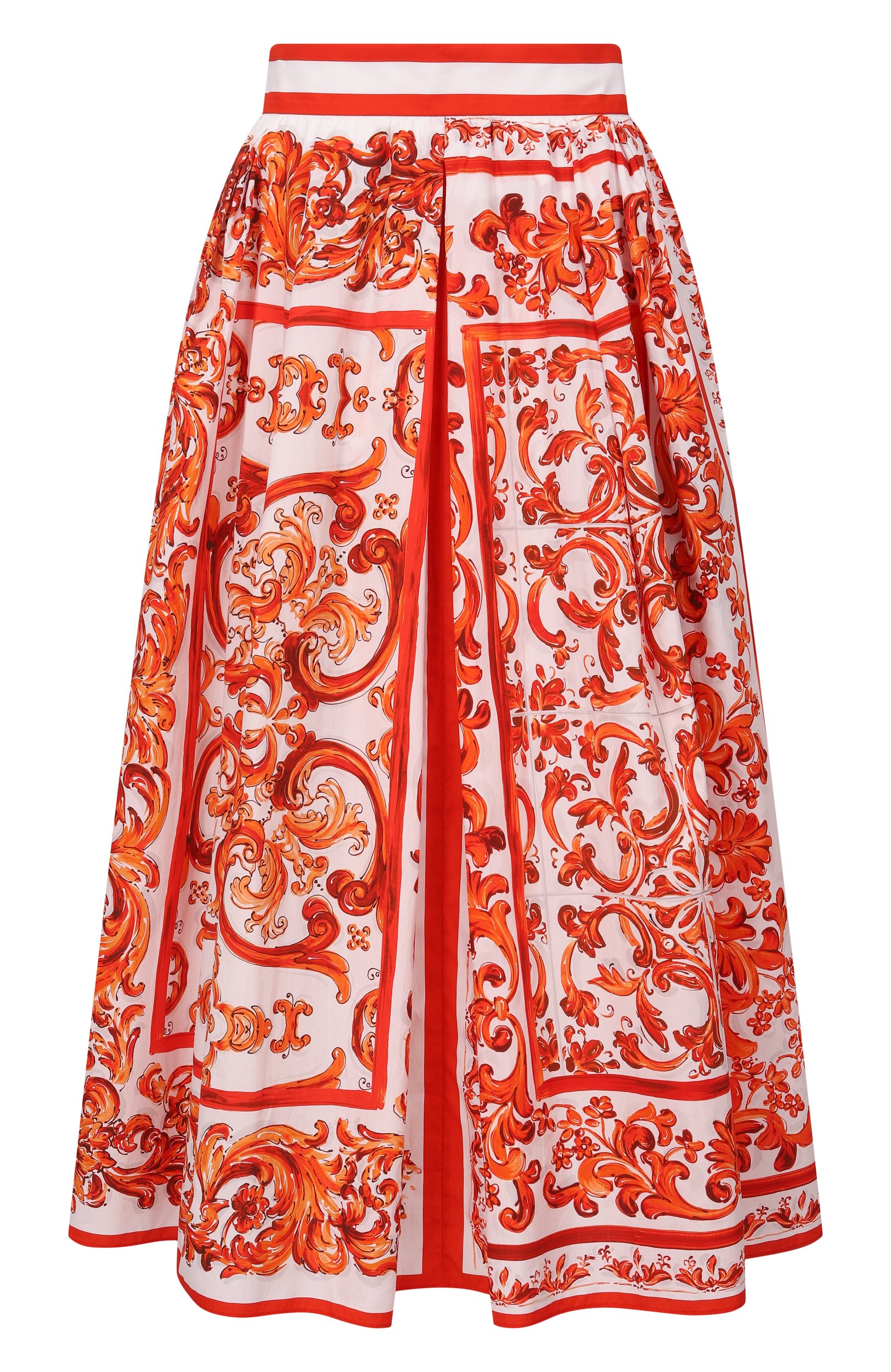 Хлопковая юбка DOLCE & GABBANA оранжевого цвета по цене 136500 руб., арт. F4CULT/GDDRL, фото 1 Хлопковая юбка DOLCE & GABBANA, арт. F4CULT/GDDRL, фото 1