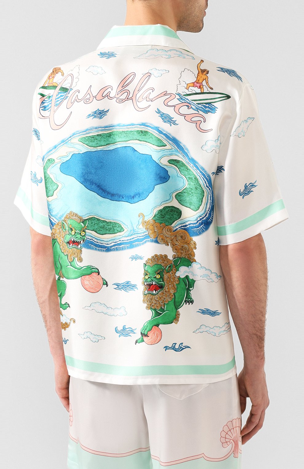 Шелковая рубашка CASABLANCA белого цвета по цене 51950 руб., арт. MS20-SH-003 SH0RT SLEEVE SHIRT S0UVENIR DE L`ARCHI, фото 4 Шелковая рубашка CASABLANCA, арт. MS20-SH-003 SH0RT SLEEVE SHIRT S0UVENIR DE L`ARCHI, фото 4