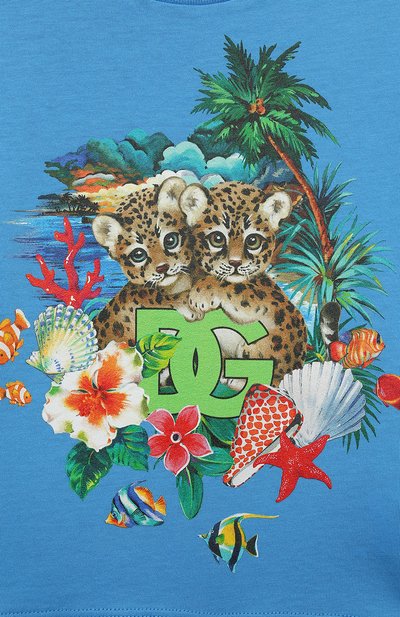Хлопковая футболка DOLCE & GABBANA голубого цвета по цене 16750 руб., арт. L1JTEY/G7L9W, фото 3 Хлопковая футболка DOLCE & GABBANA, арт. L1JTEY/G7L9W, фото 3