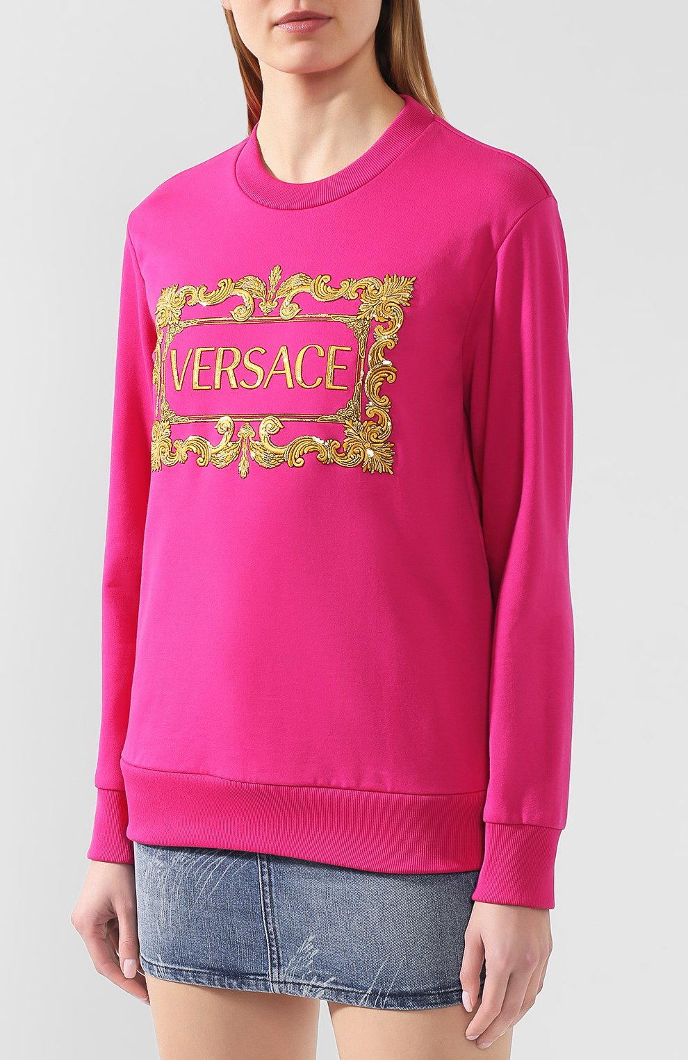 Хлопковый свитшот VERSACE фуксия цвета по цене 104500 руб., арт. A85851/A231242, фото 3 Хлопковый свитшот VERSACE, арт. A85851/A231242, фото 3