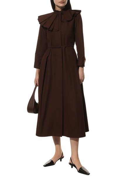 Хлопковое платье JIL SANDER темно-коричневого цвета по цене 157000 руб., арт. JSPT502905-WT244200, фото 2 Хлопковое платье JIL SANDER, арт. JSPT502905-WT244200, фото 2