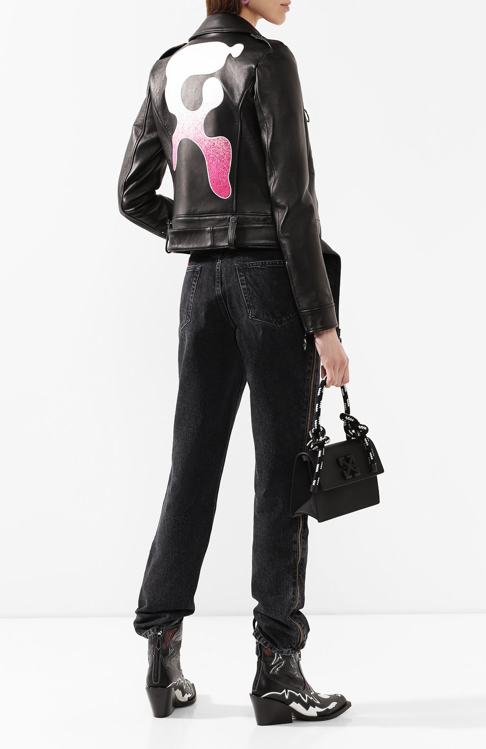 Кожаная куртка OFF-WHITE черного цвета по цене 247000 руб., арт. 0WJG002R209861051028, фото 2 Кожаная куртка OFF-WHITE, арт. 0WJG002R209861051028, фото 2