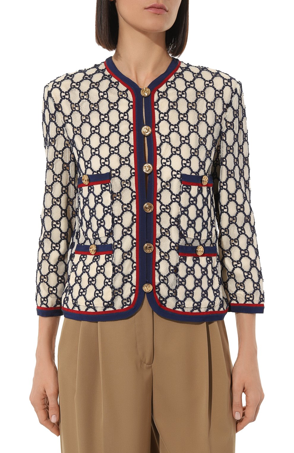 Хлопковый жакет GUCCI разноцветного цвета по цене 403200 руб., арт. 550636 ZKT15, фото 3 Хлопковый жакет GUCCI, арт. 550636 ZKT15, фото 3