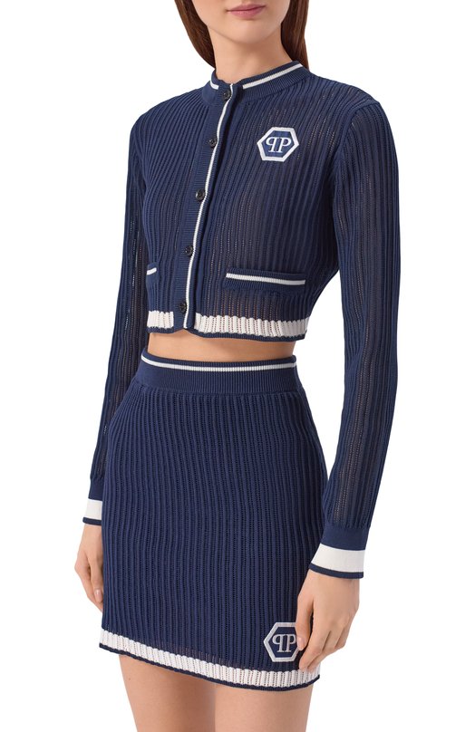 Хлопковый кардиган Philipp Plein SAFC WKQ0167 PKN002N Синий  SAFC WKQ0167 PKN002N Фото 3