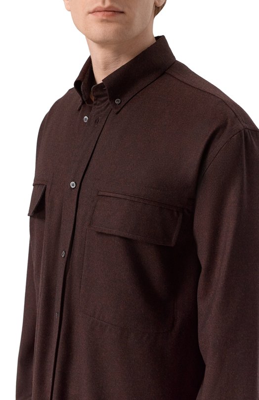 Рубашка из шерсти и шелка Zilli ZSSH02M024791001A Коричневый  ZSSH02M024791001A Фото 5