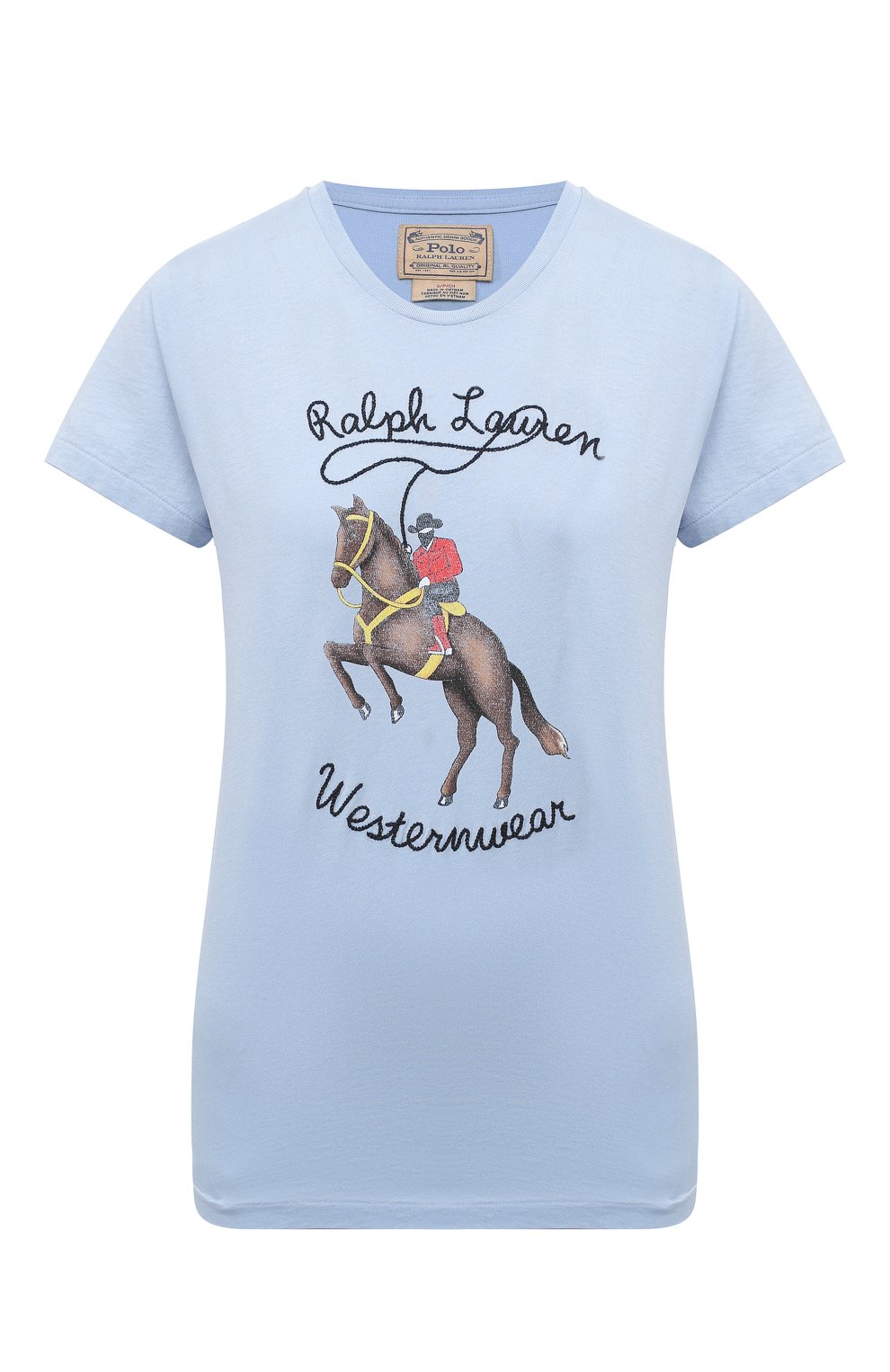 Хлопковая футболка POLO RALPH LAUREN голубого цвета по цене 8295 руб., арт. 211800354, фото 1 Хлопковая футболка POLO RALPH LAUREN, арт. 211800354, фото 1