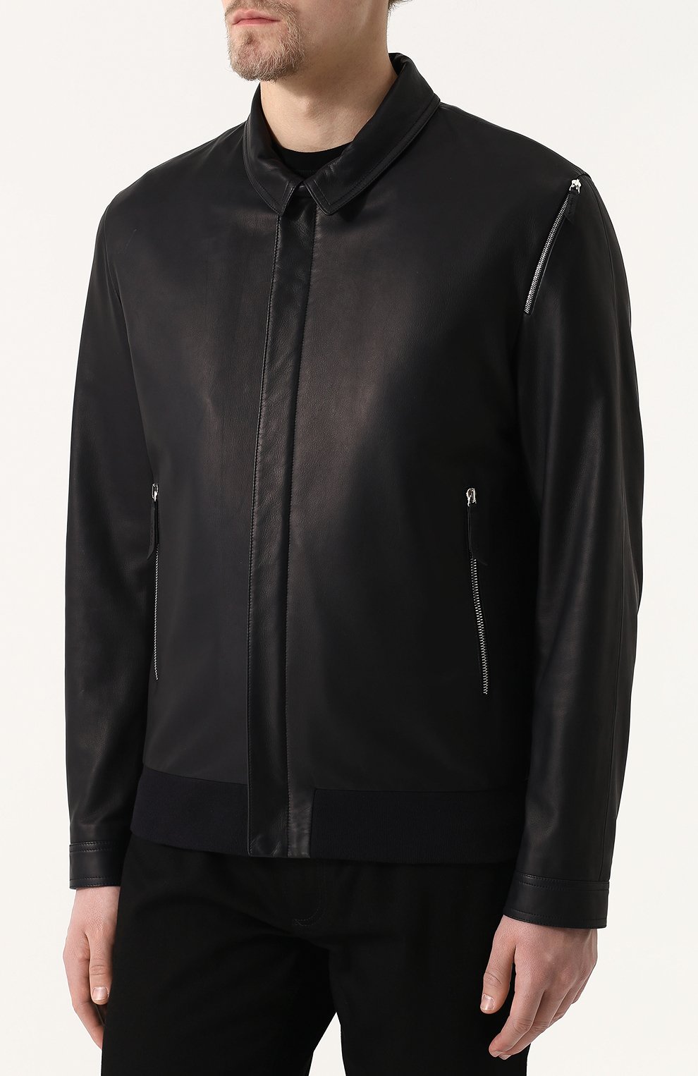 Кожаный бомбер с отложным воротником ANDREA CAMPAGNA, арт. 89900E1652600, фото 3