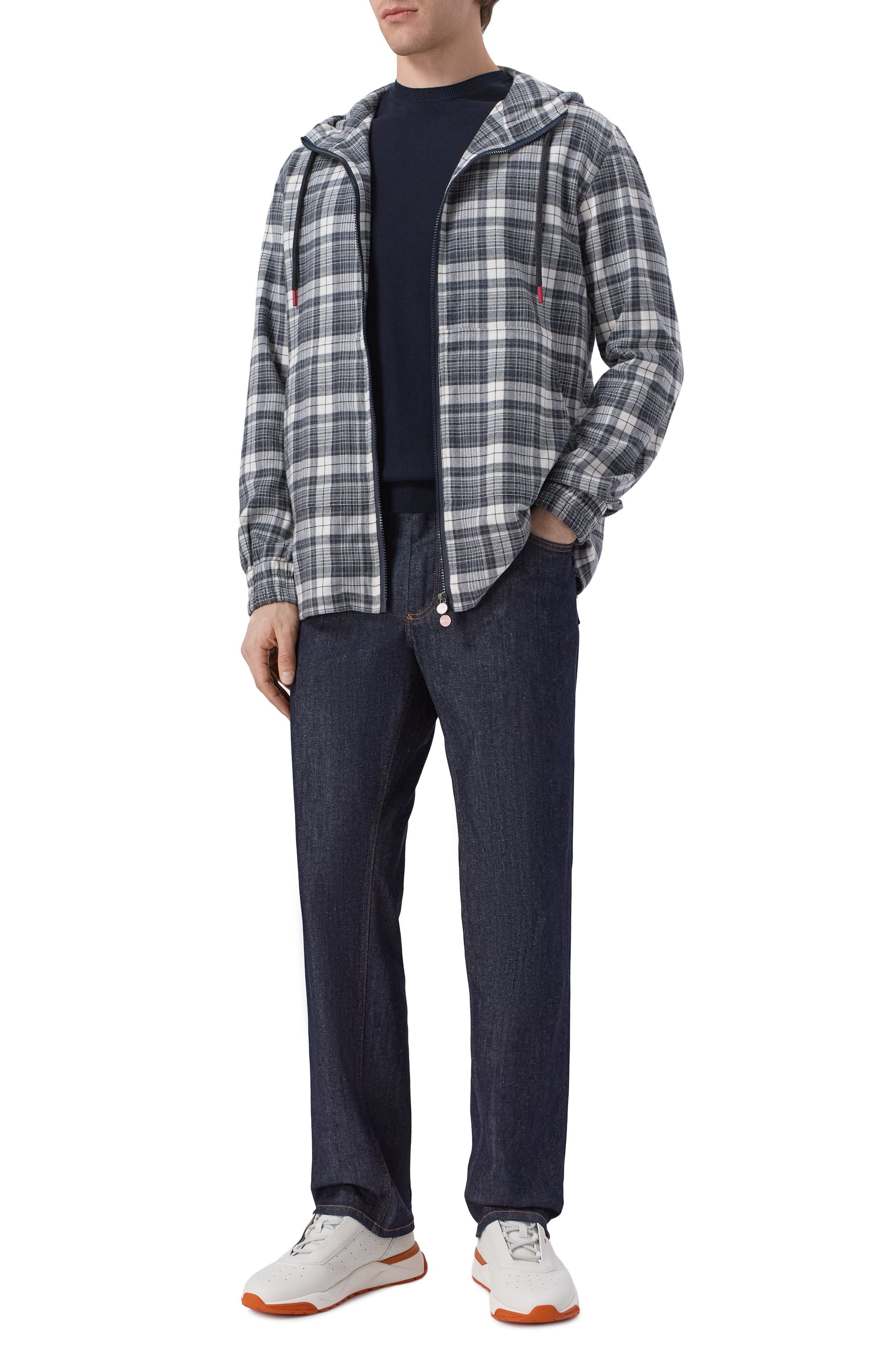 Хлопковая куртка-рубашка KITON серого цвета по цене 108500 руб., арт. UMC010H0907206, фото 2 Хлопковая куртка-рубашка KITON, арт. UMC010H0907206, фото 2