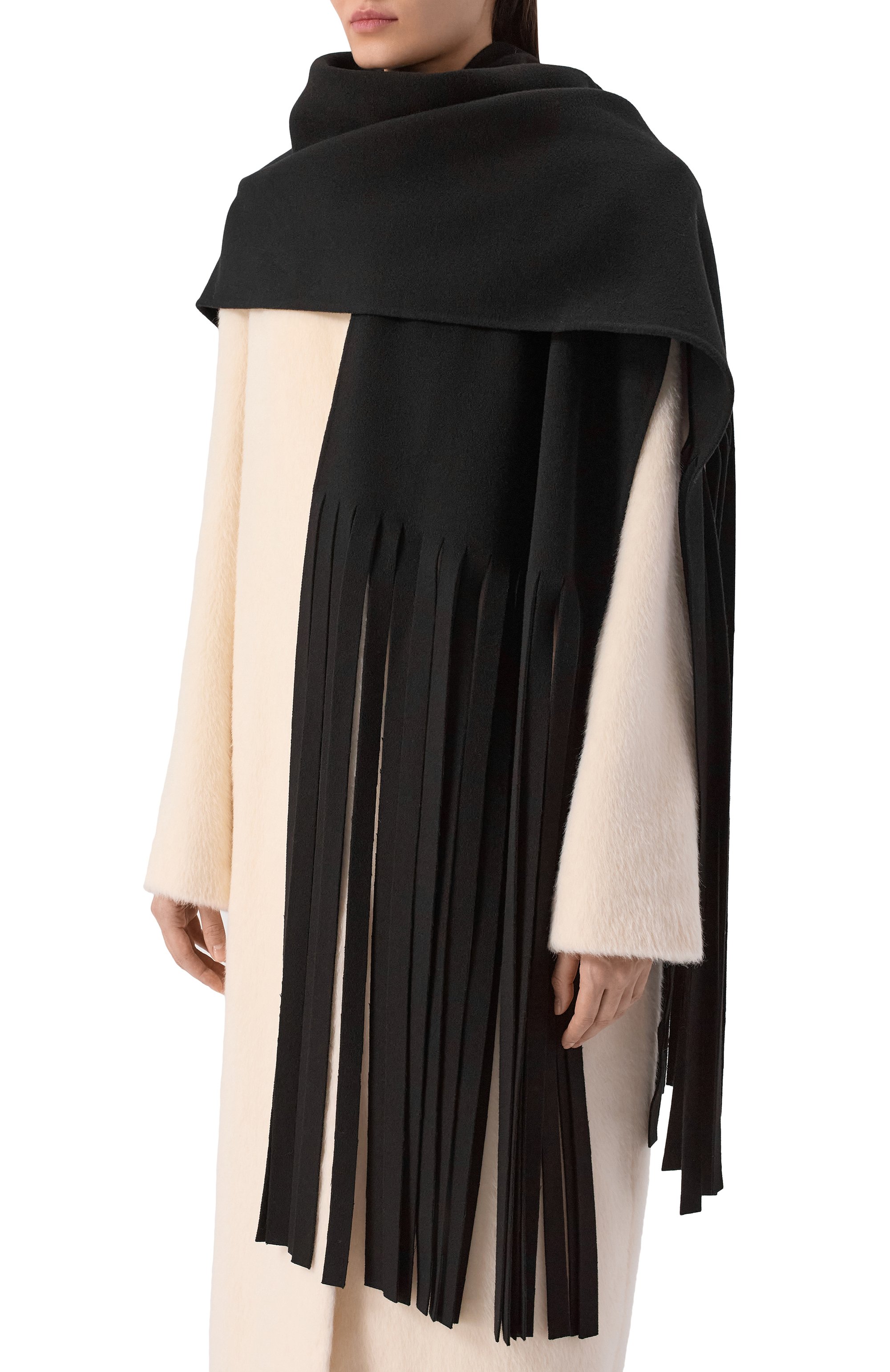 Шерстяной шарф SPORTMAX черного цвета по цене 37100 руб., арт. AV0CAD0, фото 2 Шерстяной шарф SPORTMAX, арт. AV0CAD0, фото 2