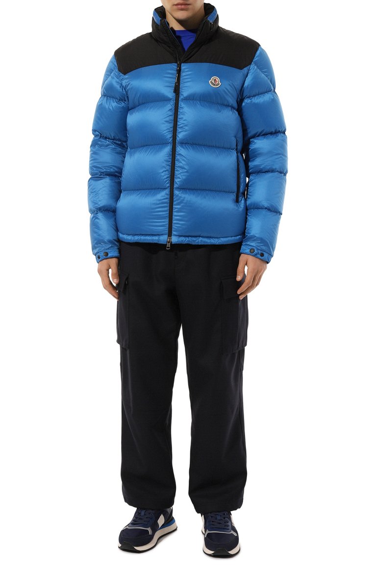 Мужская пуховик peuplier contrast yolk MONCLER синего цвета, арт. 1A001-47-5967G | Фото 2 (Драгоценны�е камни: Проставлено; Рукава: Длинные; Материал внешний: Синтетический материал; Длина (верхняя одежда): Короткие; Материал подклада: Синтетический материал; Материал утеплителя: Пух и перо; Материал сплава: Проставлено; Стили: Спорт-шик; Мужское Кросс-КТ: пуховик-короткий)