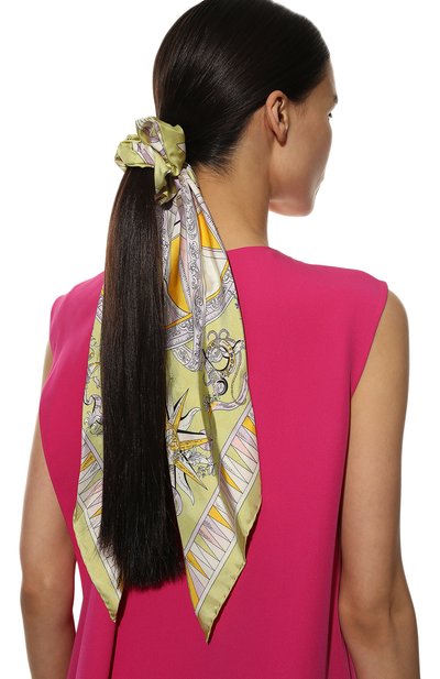 Шелковая резинка для волос EMILIO PUCCI желтого цвета по цене 22050 руб., арт. 2EAI41/2EC28, фото 2 Шелковая резинка для волос EMILIO PUCCI, арт. 2EAI41/2EC28, фото 2