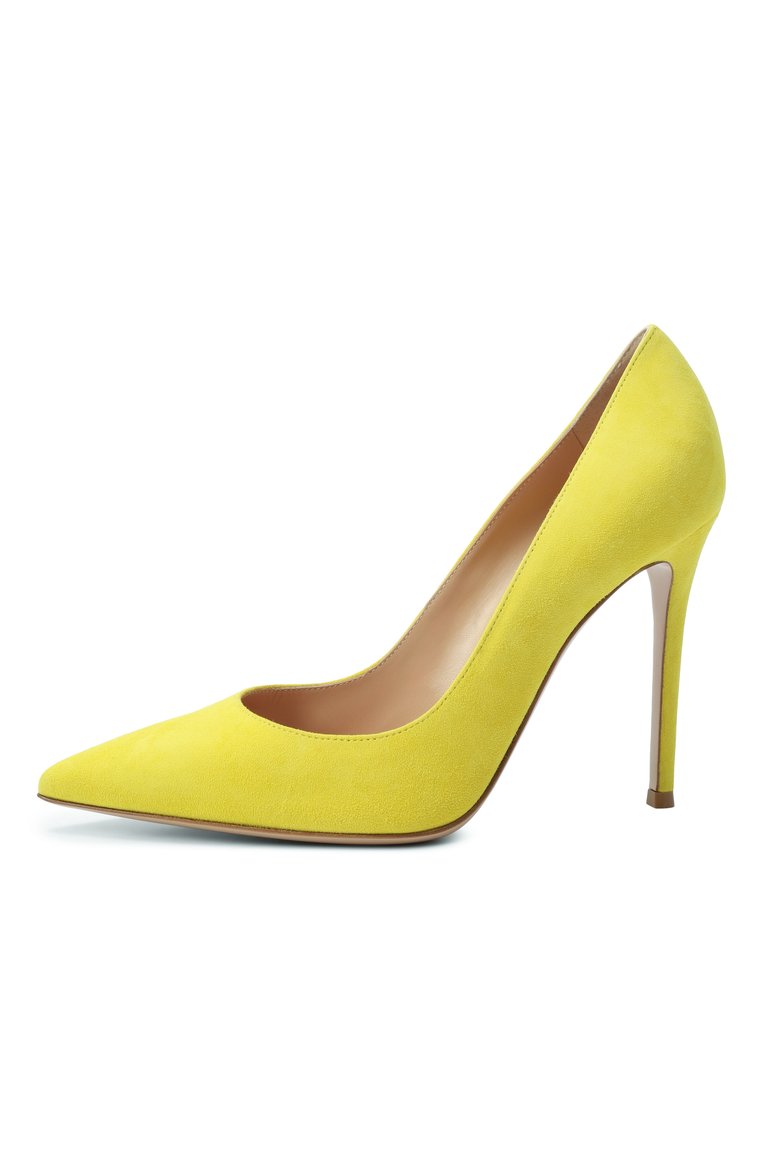 Женские замшевые туфли gianvito 105 GIANVITO ROSSI желтого цвета, арт. G28470.15RIC.CAMS0RR | Фото 4 (Каблук высота: Высокий; Материал внутренний: Натуральная кожа; Подошва: Плоская; Материал внешний: Натуральная кожа, Замша; Каблук тип: Шпилька)