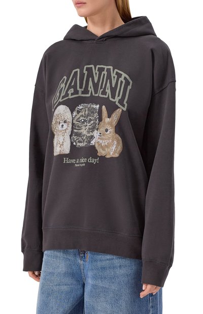 Хло�пковое худи GANNI, арт. T4270, фото 3