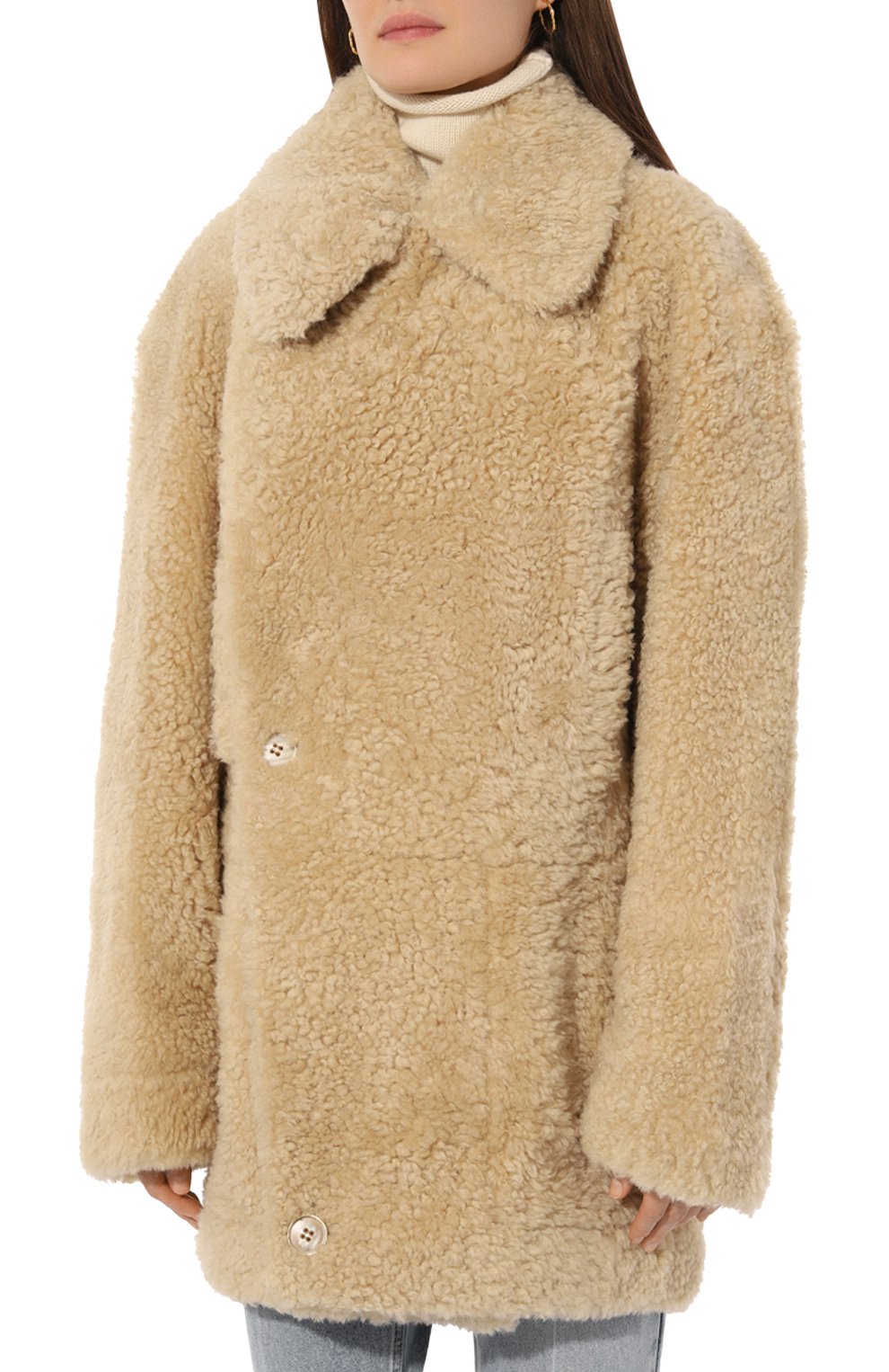 Шуба из овчины PETAR PETROV бежевого цвета по цене 527500 руб., арт. F24LM5, фото 3 Шуба из овчины PETAR PETROV, арт. F24LM5, фото 3