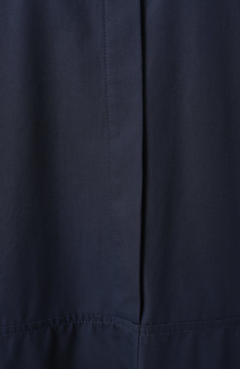 Женское хлопковое платье JIL SANDER темно-синего цвета, арт. J04CT0005-J45002 | Фото 6 (Драгоценные камни: Проставлено; Материал сплава: Проставлено; Длина Ж (юбки, платья, шорты): Миди; Рукава: Длинные; Стили: Минимализм; Случай: Повседневный; Женское Кросс-КТ: Платье-одежда; Материал внешний: Хлопок)